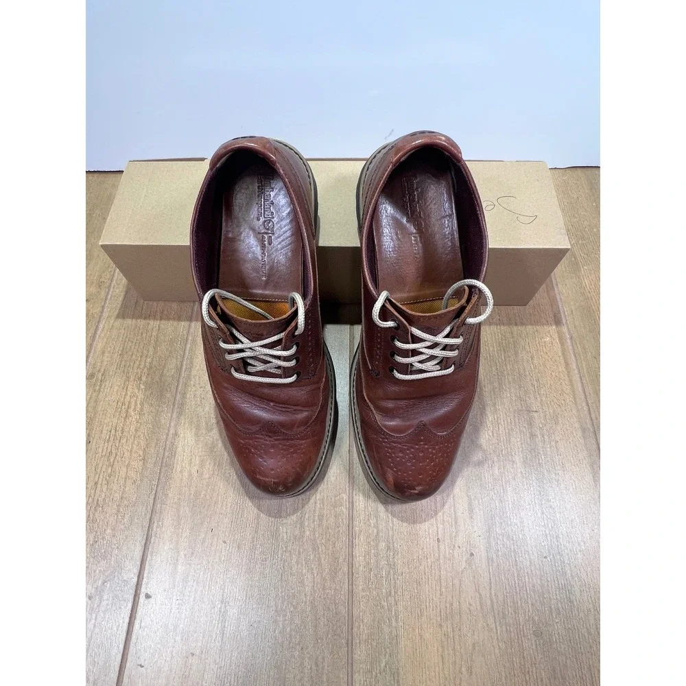 Timberland Earthkeepers Mens Brown Leather Wingtip Brogue Oxford Shoes 9743A 9.5
